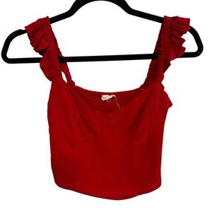 Red‎ Ruffled Crop Top